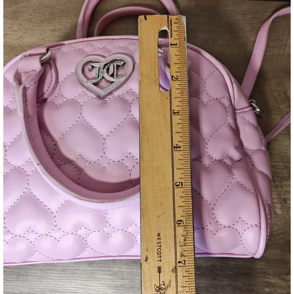 Juicy Couture‎ Satchel Women Small Pink Heart Quilted Crossbody Bag Domed Purse